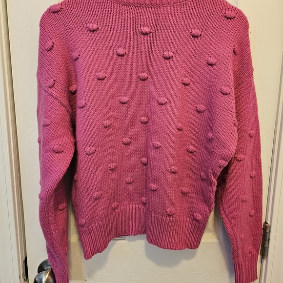 Ann Taylor Pink Textured Crew Neck Sweater - Picture 7 of 7